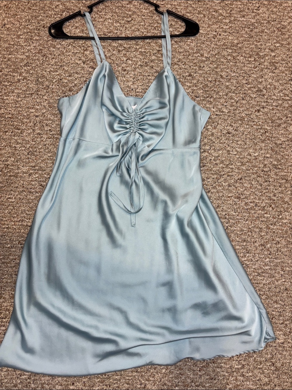 Forever 21 Baby Blue Satin Plus Size Mini Dress